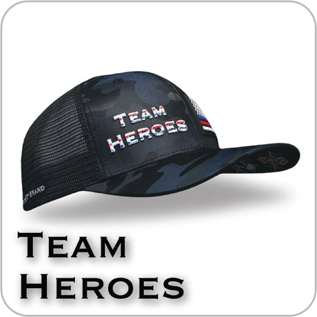 Team Heroes hats by The Heartbeat Brand, celebrating your passion with bold and stylish designs