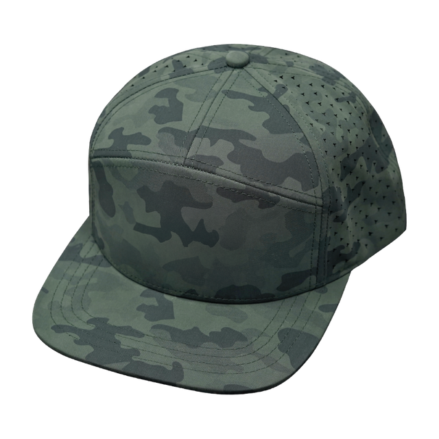 Blank - 7 Panel - Soft Teal Camo (Unisex) - Laser Mesh