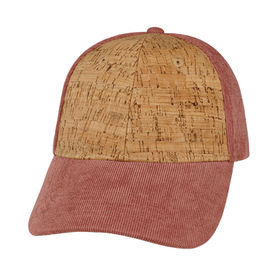 Blank 6 Panel hat — Shallow Fit, Cork, Corduroy, Peach, Fabric Back
