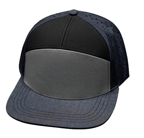 Blank - 7 Panel - Navy / Gray / Black (Unisex) - Laser Mesh
