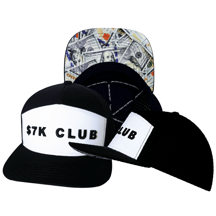 $7K Club — Flat Bill, Black / White, Laser Mesh