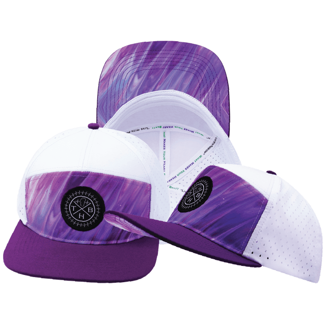 Color Vibes Hat, Flat Bill, Snapback Hat, Purple Glaze, Purple, White, Mens Hat, Womens Hat, Main Picture