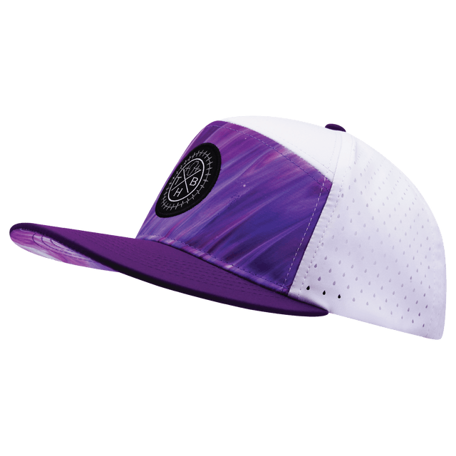 Color Vibes Hat, Flat Bill, Snapback Hat, Purple Glaze, Purple, White, Mens Hat, Womens Hat, Side Picture