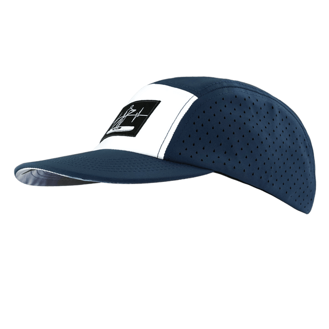 Paddle Board Hat - 5 Panel - Navy / White - Laser Mesh