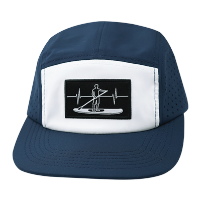 Paddle Board Hat - 5 Panel - Navy / White - Laser Mesh