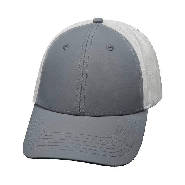 Blank - 6 Panel - Shallow Fit - Pony Tail - Gray / White (Unisex) - Laser Mesh