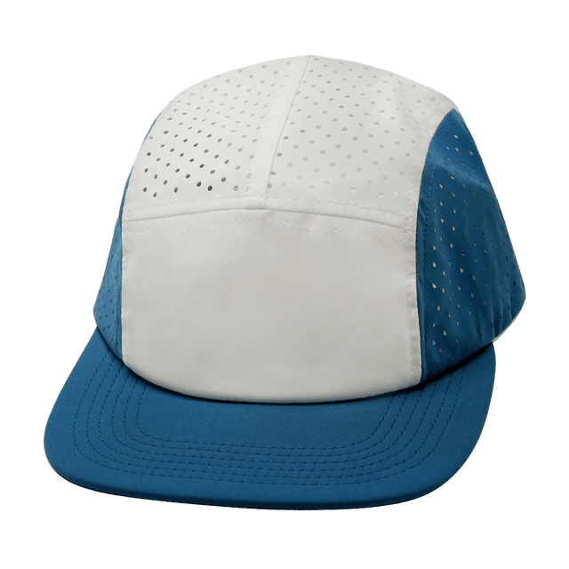 Blank - 5 Panel - Sporty - Unstructured - Pony Tail - Light Blue / White (Unisex) - Laser Mesh