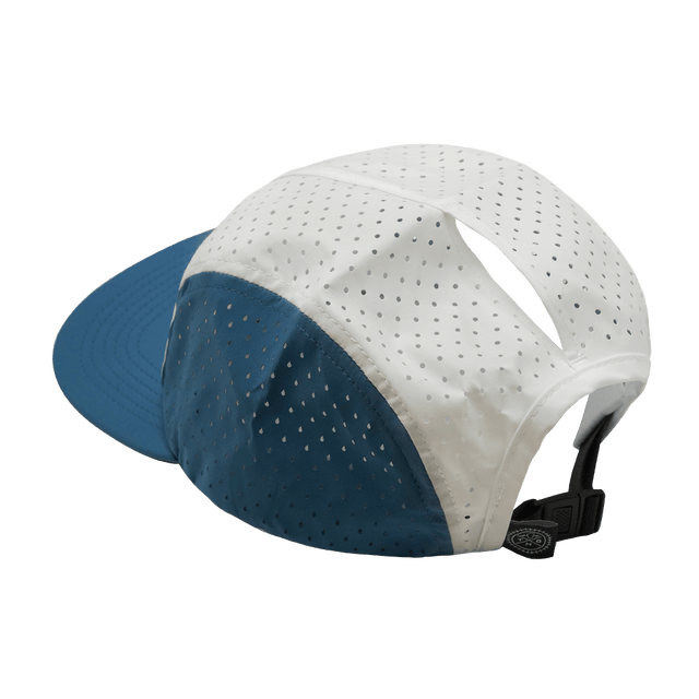 Blank - 5 Panel - Sporty - Unstructured - Pony Tail - Light Blue / White (Unisex) - Laser Mesh