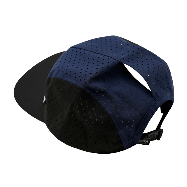 Blank - 5 Panel - Sporty - Unstructured - Pony Tail - Black / White / Navy (Unisex) - Laser Mesh