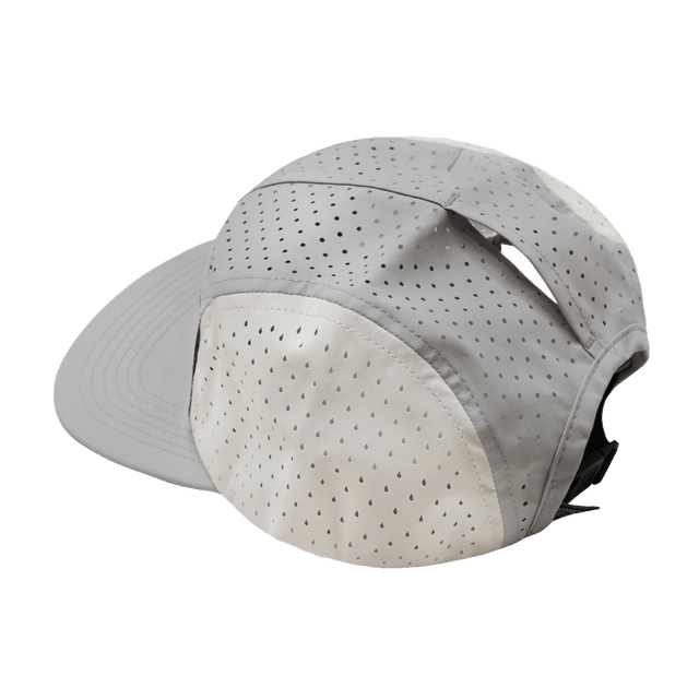 Blank - 5 Panel - Sporty - Unstructured - Pony Tail - Gray / Navy / White (Unisex) - Laser Mesh