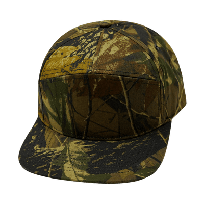 Blank 7 Panel hat — Rust Tree Camo, Fabric Back