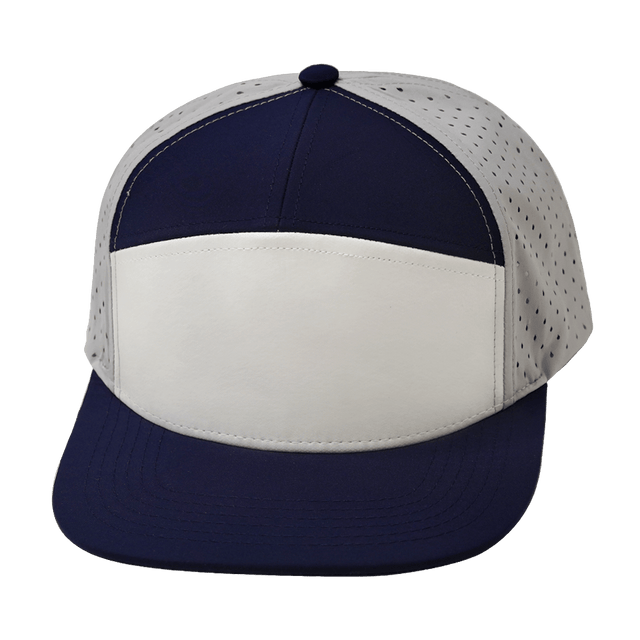 Blank - 7 Panel - Navy / White / Gray (Unisex) - Laser Mesh