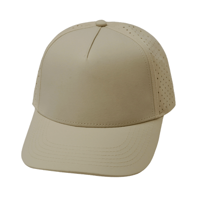 Blank 5 Panel hat — Structured, Cream, Laser Mesh