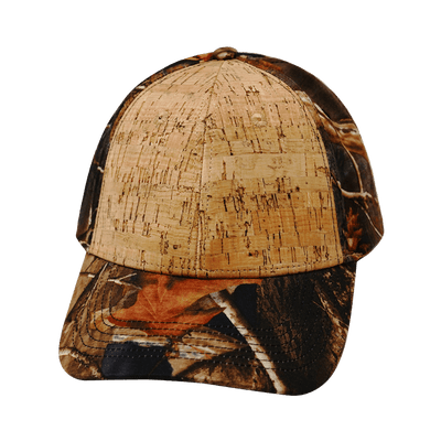 Blank 6 Panel hat — Shallow Fit, Cork, Fall Camo, Fabric Back