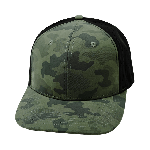 Blank - 6 Panel - Teal Camo / Black (Unisex) - Laser Mesh