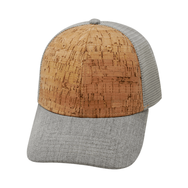 Blank - 6 Panel - Shallow Fit - Cork - Heather Gray / Gray (Unisex) Trucker Mesh