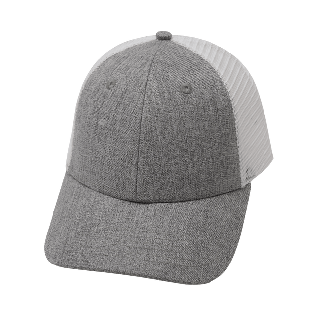 Blank - 6 Panel - Shallow Fit - Gray / White (Unisex) Trucker Mesh