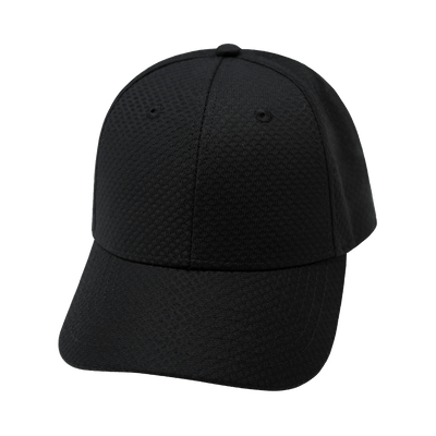Blank 6 Panel hat — AirMesh, Athletic Fit, Black, Fabric Back