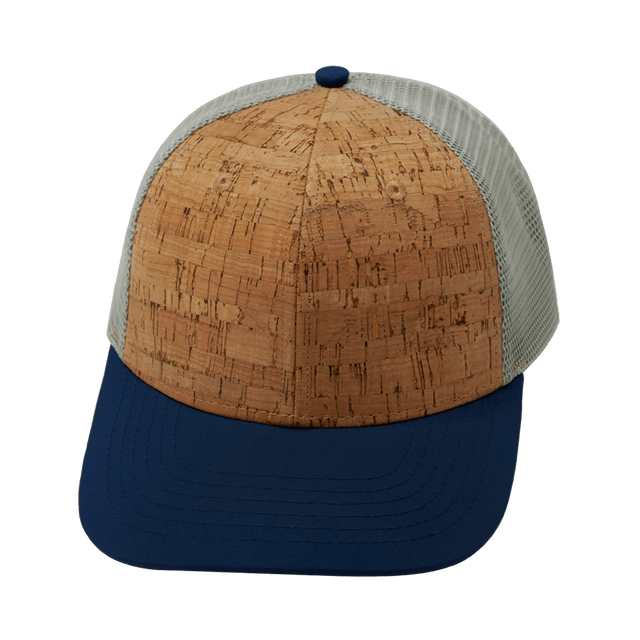 Blank - 6 Panel - Cork - Navy / Gray (Unisex) - Trucker Mesh