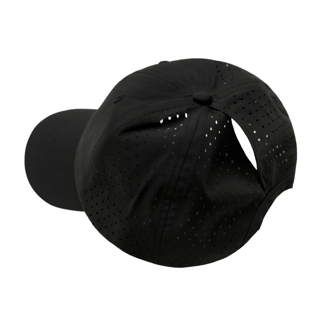 Blank - 6 Panel - Unstructured - Relaxed Fit - Pony Tail - Black (Unisex) - Laser Mesh