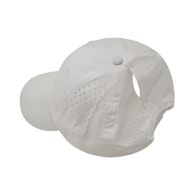Blank - 6 Panel - Unstructured - Relaxed Fit - Pony Tail - White (Unisex) - Laser Mesh