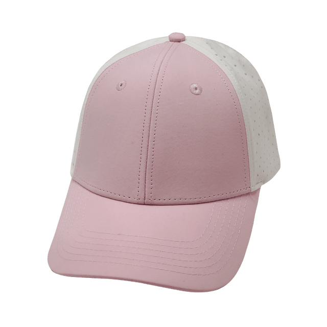 Blank - 6 Panel - Shallow Fit - Pony Tail - Light Pink / White (Unisex) - Laser Mesh