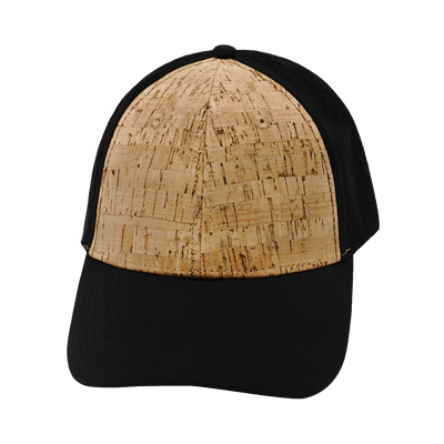 Blank 6 Panel hat — Shallow Fit, Pony Tail, Cork, Black, Laser Mesh