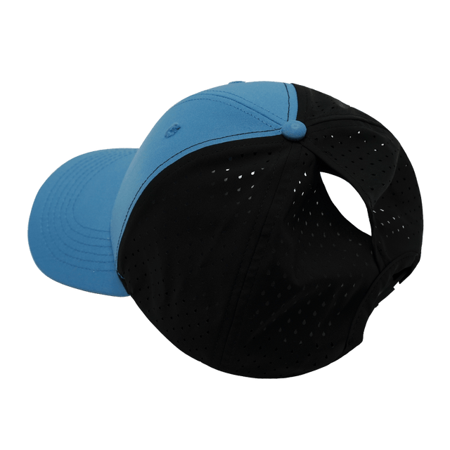 Blank - 6 Panel - Shallow Fit - Pony Tail - Blue / Black (Unisex) - Laser Mesh