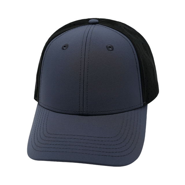 Blank - 6 Panel - Shallow Fit - Pony Tail - Charcoal / Black (Unisex) - Laser Mesh