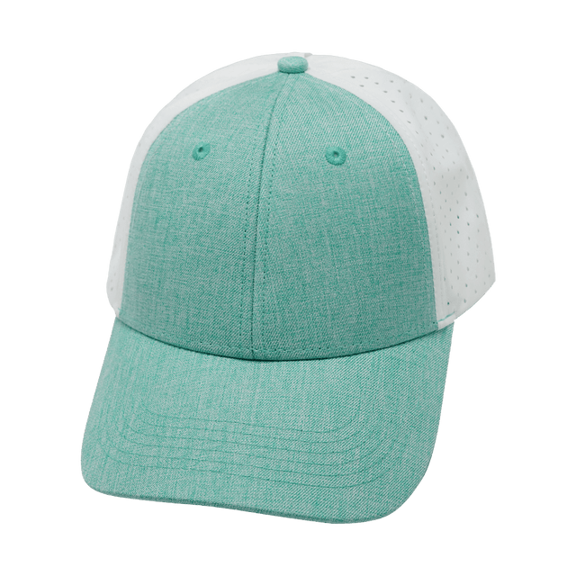 Blank - 6 Panel - Shallow Fit - Pony Tail - Teal / White (Unisex) - Laser Mesh