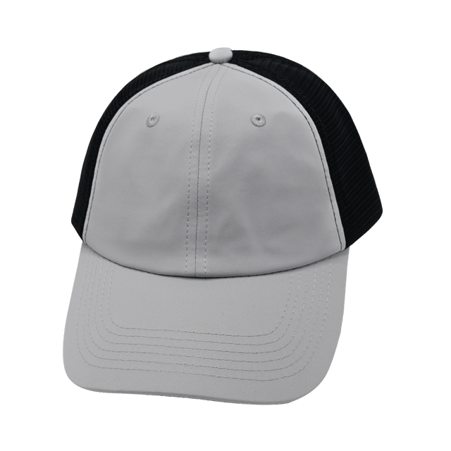Blank - 6 Panel - Unstructured - Gray / Black (Unisex) - Laser Mesh