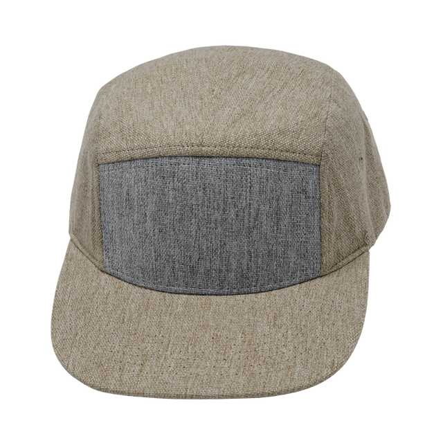 Blank - 5 Panel - Unstructured - Cream Hemp / Gray Hemp (Unisex) - Fabric Back
