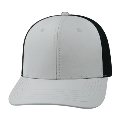 Blank 6 Panel hat — Light Gray / Black, Laser Mesh