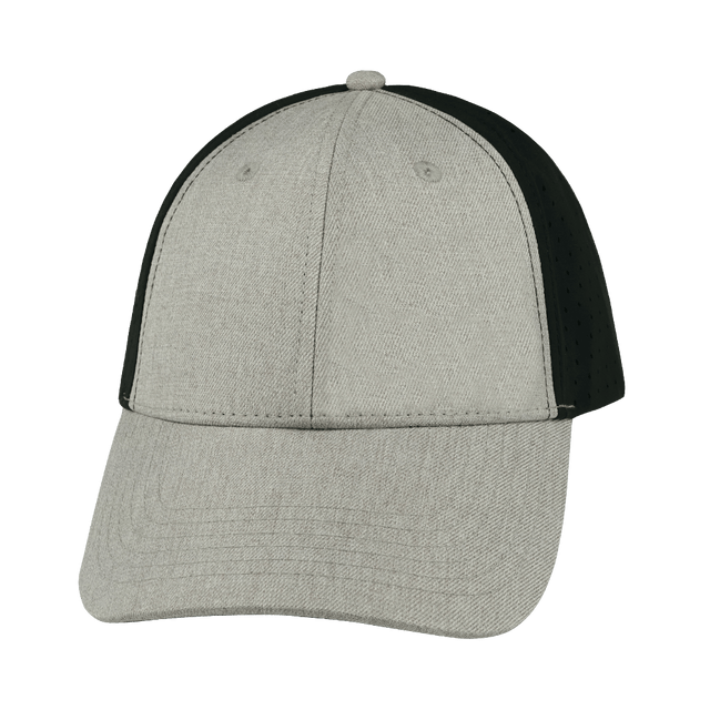 Blank - 6 Panel - Shallow Fit - Pony Tail - Tan / Black (Unisex) - Laser Mesh