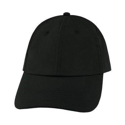 Blank 6 Panel hat — Unstructured, Black, Laser Mesh