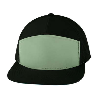 Blank 7 Panel hat — Black / Sage, Laser Mesh