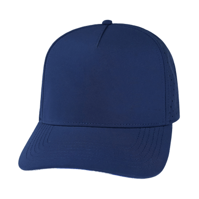 Blank 5 Panel hat — Structured, Navy, Laser Mesh