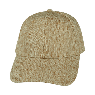 Blank 6 Panel hat — Shallow Fit, Tan Hemp, Fabric Back