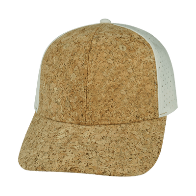 Blank 6 Panel hat — Cork, Cream, Laser Mesh