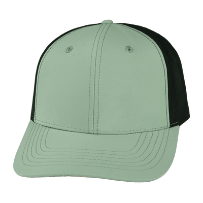 Blank 6 Panel hat — Sage Green / Black, Laser Mesh