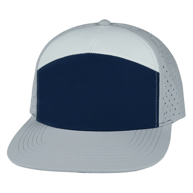 Blank - 7 Panel - Gray / Navy / White (Unisex) - Laser Mesh