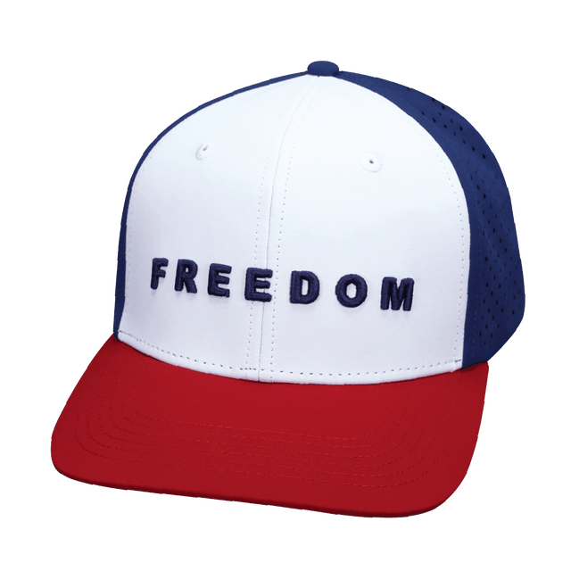 FREEDOM Hat - Baseball Hat Fit - Dark Red / White / Navy - Laser Mesh