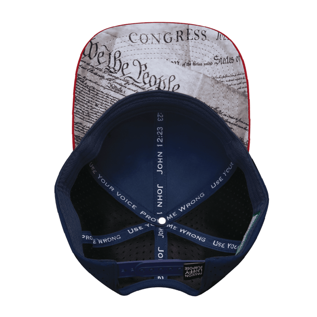 FREEDOM Hat - Baseball Hat Fit - Dark Red / White / Navy - Laser Mesh