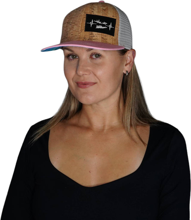 Virgin Islands Hat - Baseball Hat Fit - Cork - Pink / Gray - Trucker Mesh