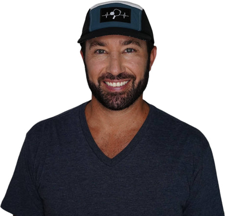 Pickleball Hat, 5 Panel Hat, Strapback, Blacck, Slate Green, White, Mens Hat, Womens Hat, Man In Hat Picture