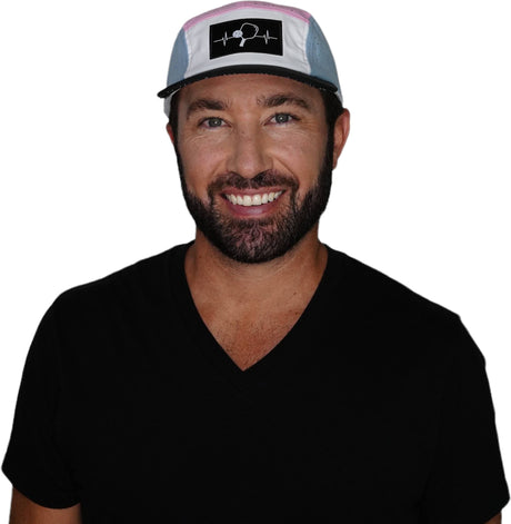Pickleball Hat, 5 Panel Hat, Strapback, Black, White, Pink, Light Blue, Mens Hat, Womens Hat, Man In Hat Picture