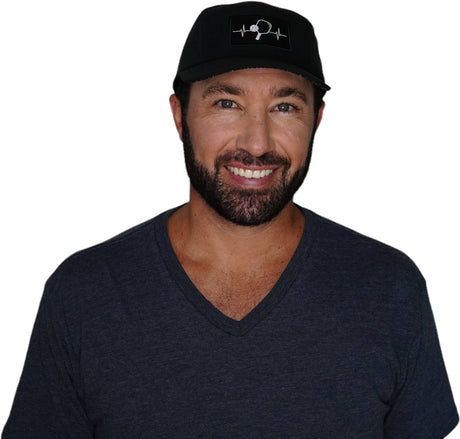 Pickleball Hat, 5 Panel Hat, Strapback, Black, Mens Hat, Womens Hat, Man In Hat Picture