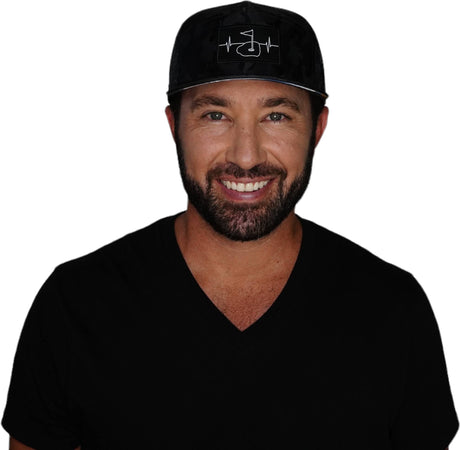 Pickleball Hat, Flat Bill, Snapback Hat, Black, Mens Hat, Womens Hat, Man in Hat Picture