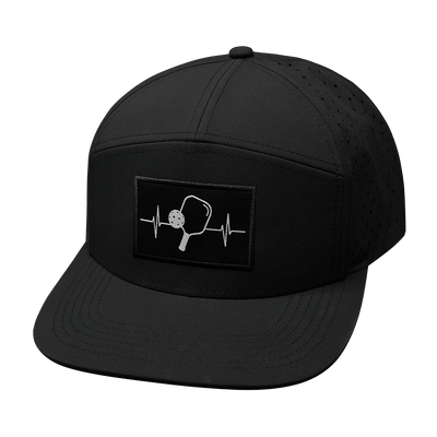 Pickleball Hat, Flat Bill, Snapback Hat, Black, Mens Hat, Womens Hat, Front Picture