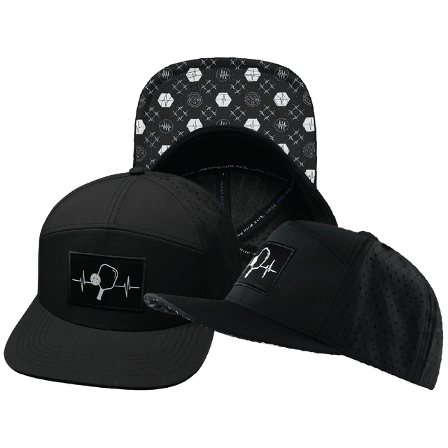 Pickleball Hat, Flat Bill, Snapback Hat, Black, Mens Hat, Womens Hat, Main Picture